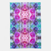 フラワー赤と白ペア抽象芸術アート キッチンタオル (縦)