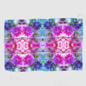 フラワー赤と白ペア抽象芸術アート ゴルフタオル (横)