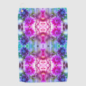 フラワー赤と白ペア抽象芸術アート ゴルフタオル (正面)