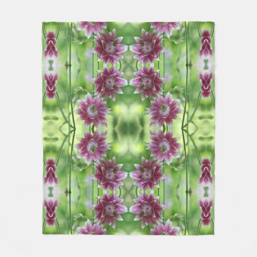 フラワー赤と白ペア抽象芸術アート フリースブランケット (正面)