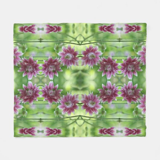 フラワー赤と白ペア抽象芸術アート フリースブランケット (正面(横))