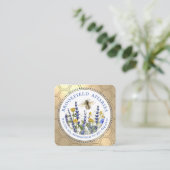 フラワー金ゴールドハニカムハチミート名刺 スクエア名刺 (スタンド正面)