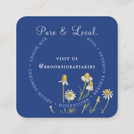 フラワー金ゴールドハニカムハチミート名刺 スクエア名刺 (裏面)