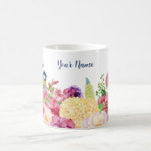 フラワー開花バードバタフライ名前をカスタムする コーヒーマグカップ (中央)