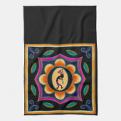 フラワー鮮やか南西ココペリ  キッチンタオル (縦)