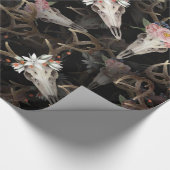 フラワー鹿のスカルパターン ラッピングペーパー (角)