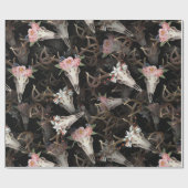 フラワー鹿のスカルパターン ラッピングペーパー (フラット)