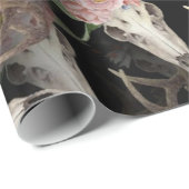 フラワー鹿のスカルパターン ラッピングペーパー (ロールコーナー)