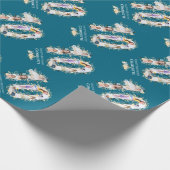 フラワー10誕生日ティール(緑がかった色)フォトコラージイエロー ラッピングペーパー (角)