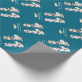 フラワー11誕生日ティール(緑がかった色)フォトコラージイエロー ラッピングペーパー (角)