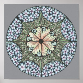 フラワー3 doodleアートプリント8x8in. ポスター