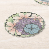 フラワー4ドードルアートコースター ペーパーコースター (アングル)