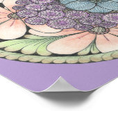 フラワー4ドードルアートプリント8x8in. ポスター (角)