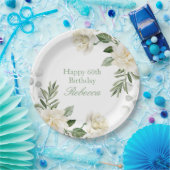 フラワー60歳の誕生日パステル ペーパープレート (パーティー)