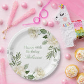 フラワー60歳の誕生日パステル ペーパープレート (パーティー)
