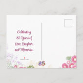 フラワー85歳の誕生日Save The Date エレガント 案内ポストカード (裏面)