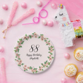 フラワー88歳の誕生日 可愛いく淡いピンク ペーパープレート (パーティー)