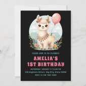 フラワー・アルパカの誕生日パーティー 招待状 (正面)