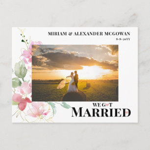 フラワー ウェディング 婚姻届 ウェディングのご報告 ポストカード