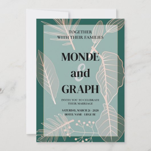 フラワー ウェディング 招待状 アート (正面)