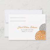 フラワー ウェディング RSVP カード / ポストカード (オレンジ & グレー) (裏面)