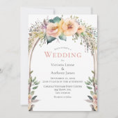 フラワー・ウォーターカラー・パステル・フレーム 結婚式招待状 招待状 (正面)