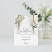 フラワー＋ウッド＋アーチ＋グリーン＋バラの結婚式RSVP 招待状 (スタンド正面)