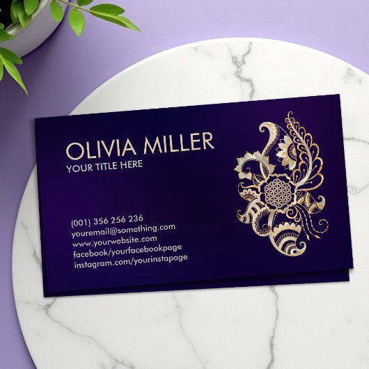 フラワー・オブ・ライフオーナメント – パールと金ゴールド 名刺