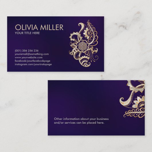 フラワー・オブ・ライフオーナメント – パールと金ゴールド 名刺 (正面/裏面)