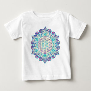 フラワー・オブ・ライフ - インドの曼荼羅 2 ベビーTシャツ