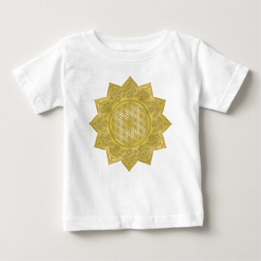 フラワー・オブ・ライフ - インドの曼荼羅 4 ベビーTシャツ (正面)