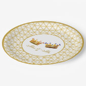 フラワー・オブ・ライフ&クラウンズ結婚ズ ペーパープレート (アングル)