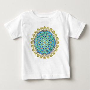 フラワー・オブ・ライフ - ビンテージ・フラワー・オーナメント 1 ベビーTシャツ