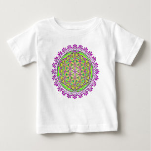 フラワー・オブ・ライフ - ビンテージ・フラワー・オーナメント 2 ベビーTシャツ