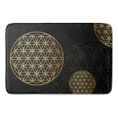 フラワー・オブ・ライフ・金ゴールド&ブラック・バデマット バスマット (正面)