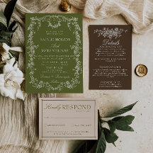 フラワー オリーブグリーン ブラウン ガーデン モノグラム ウェディング