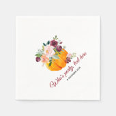 フラワー、カボチャ、秋カクテル紙ナプキンス スタンダードカクテルナプキン (正面)