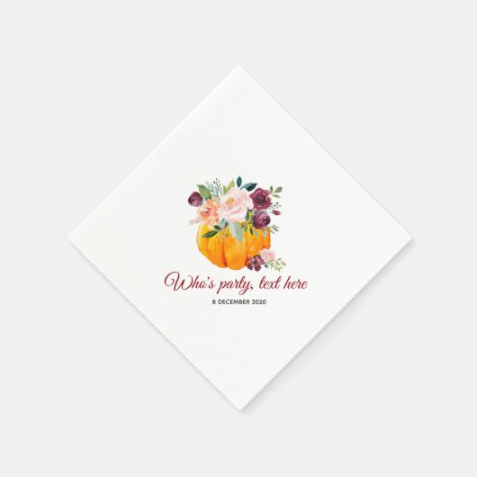 フラワー、カボチャ、秋カクテル紙ナプキンス スタンダードカクテルナプキン (角)