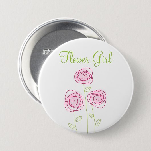 フラワー・ガールのかわいらしいPosiesのリハーサルボタン 缶バッジ (正面&裏面)