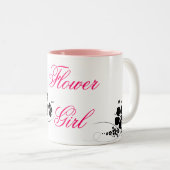 フラワー・ガールのピンクの黒 ツートーンマグカップ (正面右)