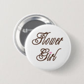 フラワー・ガールの上品な茶色 缶バッジ (正面&裏面)