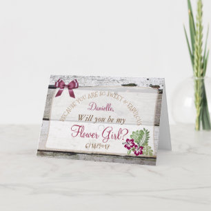 フラワー・ガールの素朴なバーガンディ私のカードです 招待状