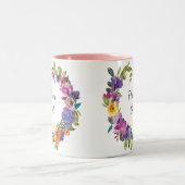 フラワー・ガールの花のピンクの紫色のコーヒー・マグ ツートーンマグカップ (中央)