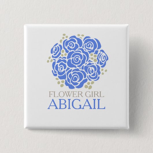 フラワー・ガールの青いposyは結婚式ピンボタンを示しました 缶バッジ (正面)