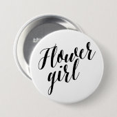フラワー・ガールの黒の原稿ボタン 缶バッジ (正面&裏面)