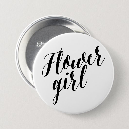 フラワー・ガールの黒の原稿ボタン 缶バッジ (正面&裏面)