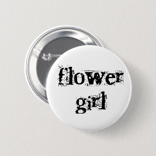 フラワー・ガールの黒の文字 缶バッジ (正面&裏面)