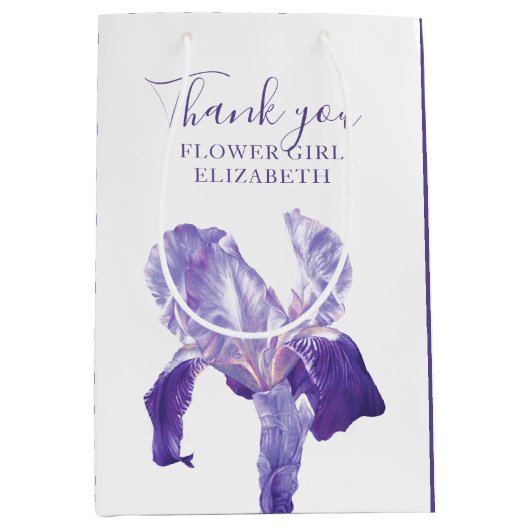 フラワー・ガールは結婚式のアイリス好意のギフトバッグ感謝していしています ミディアムペーパーバッグ (正面)