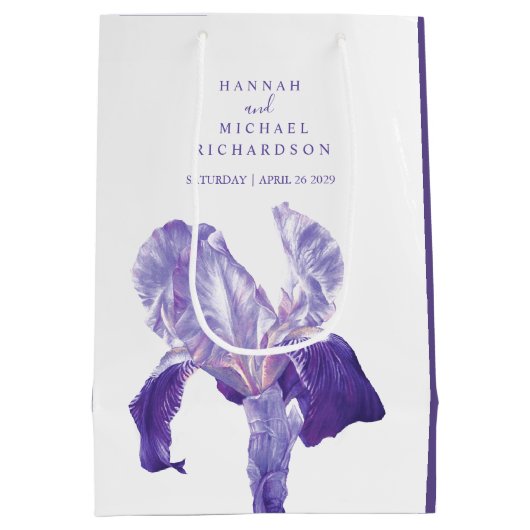 フラワー・ガールは結婚式のアイリス好意のギフトバッグ感謝していしています ミディアムペーパーバッグ (裏面)