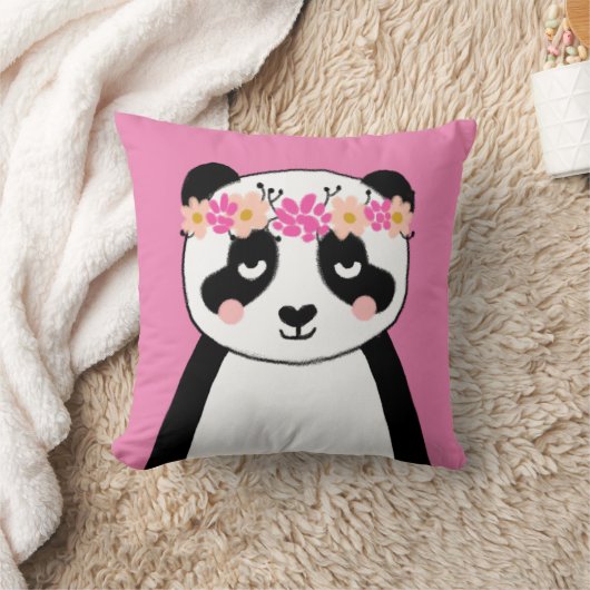 フラワー・ガール部屋の枕装飾を持つかわいいパンダ クッション (ブランケット)
